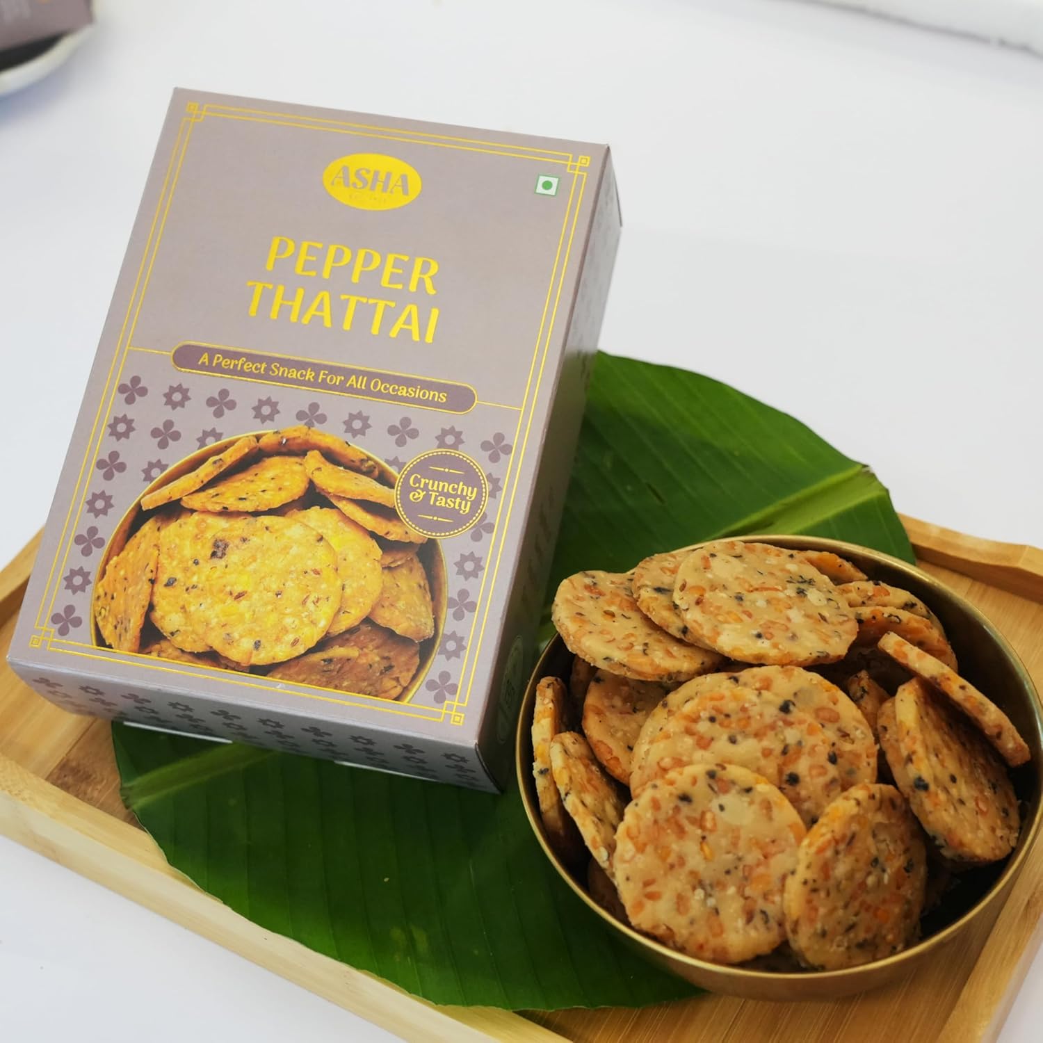 250g(Pack of 2) Pepper Thattai Murukku Snack, Healthy Namkeen Perfect for Traditional Tea Time, South Indian Snacks, Gujarati Snack, Punjabi Snack,Gathiya Namkeen