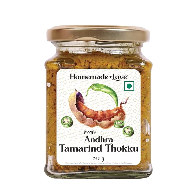 Andhra Tamarind Thokku (250 Gm) | Tamarind Pickle with Green Chillies Pure Natural Home Made Taste | Authentic Andhra Style Achar Perfect for Rice, Dosa, Idli & Roti | No Preservatives