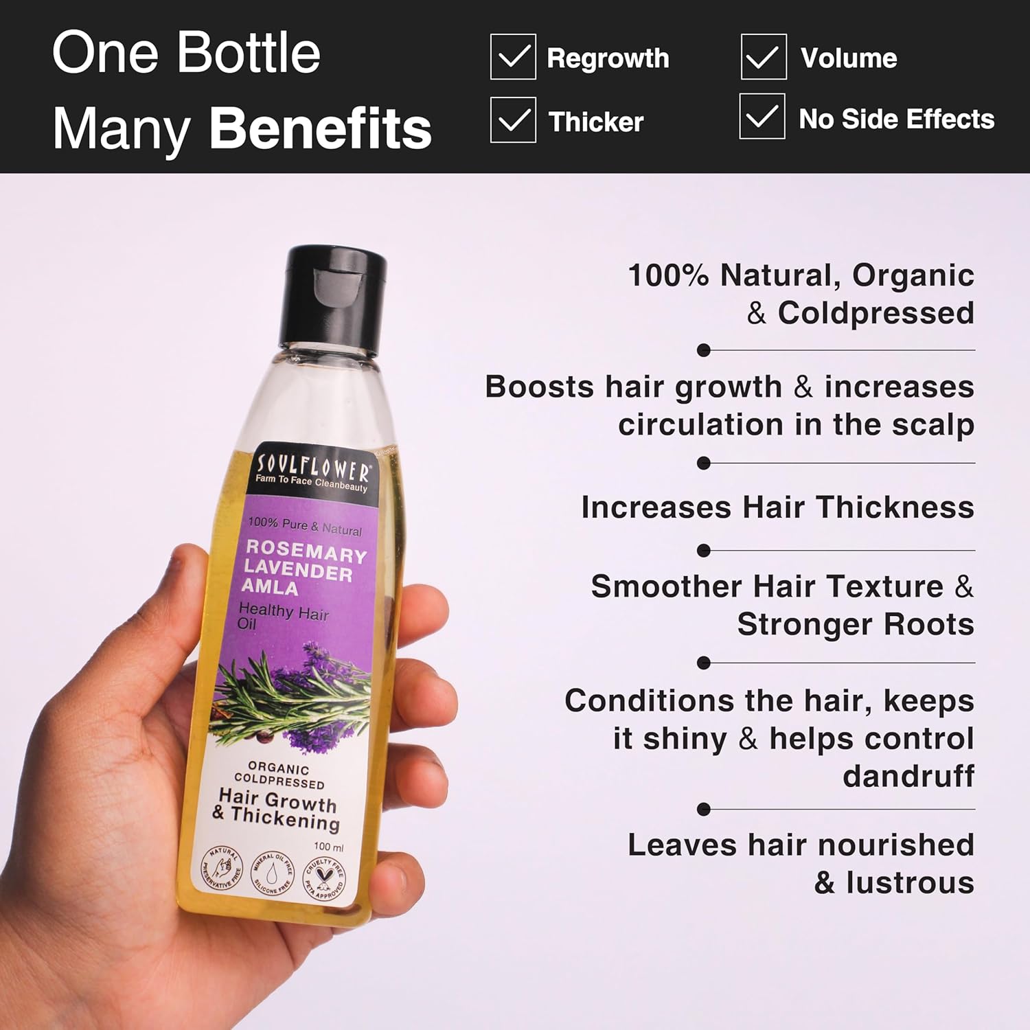 Rosemary Lavender Amla Hair Oil for Hair Growth & Hair Fall Control | Anti Dandruff, Dry Scalp, Long & Strong Hair | Natural Essential Oils for Men & Women - 100ml