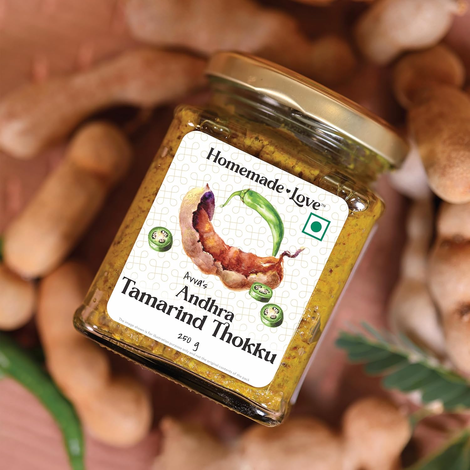 Andhra Tamarind Thokku (250 Gm) | Tamarind Pickle with Green Chillies Pure Natural Home Made Taste | Authentic Andhra Style Achar Perfect for Rice, Dosa, Idli & Roti | No Preservatives