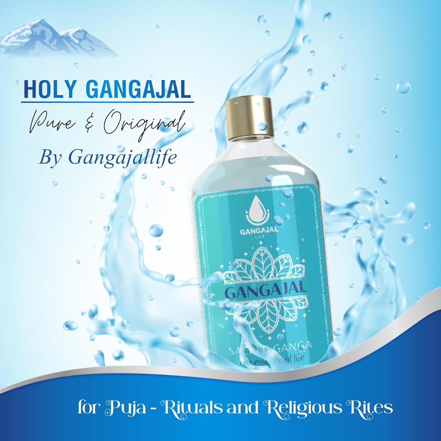 Puja from Rishikesh -Pure and Original Ganga jal - 1 Bottle -For Rituals and Religious Rites 500 ml