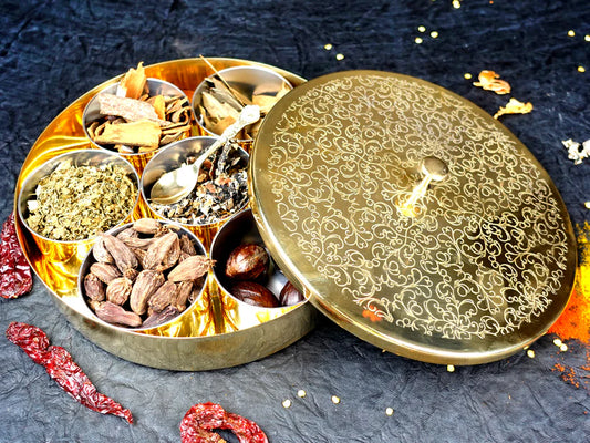 Spice Box - 8" Dia - Glossy Finish - Floral .