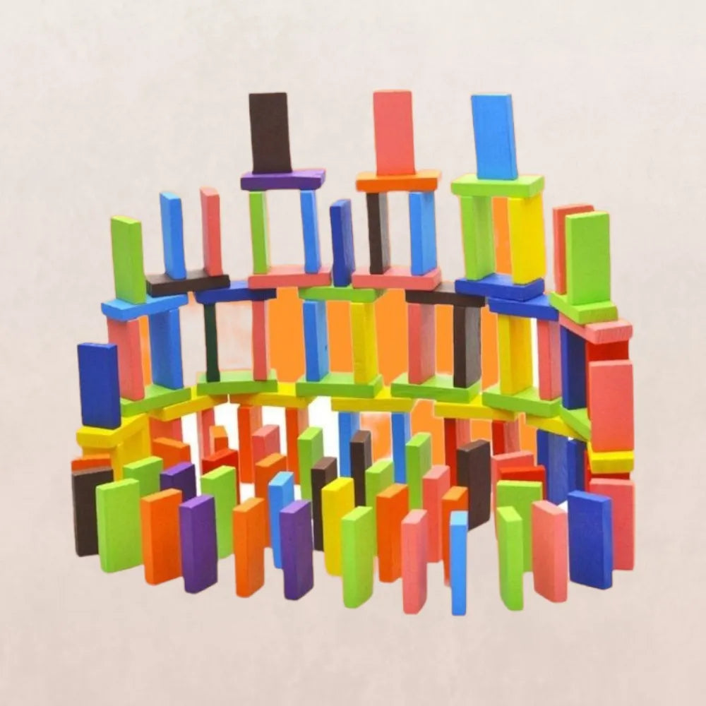 Toyshine 120 Pcs 12 Color Wooden Dominos Blocks Set For Kids