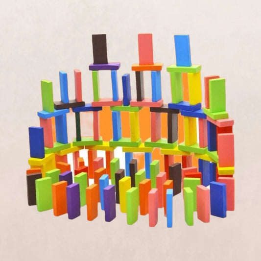 Toyshine 120 Pcs 12 Color Wooden Dominos Blocks Set For Kids