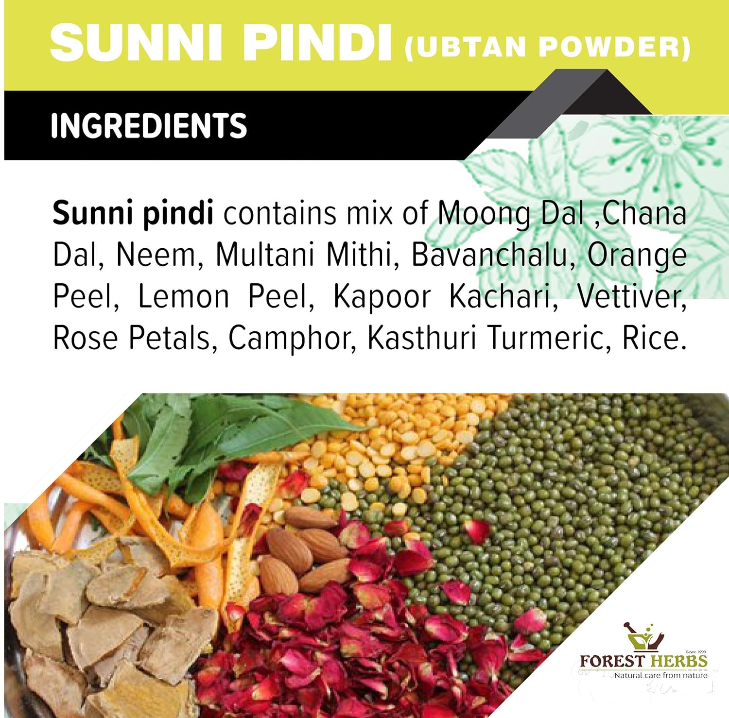 Natural Care From Nature Sunnipindi Herbal Nalangu Maavu UBTAN Bath Powder For Skin (500 Grams), 3 in 1 Ubtan Body Scrub | Face Pack | Mask