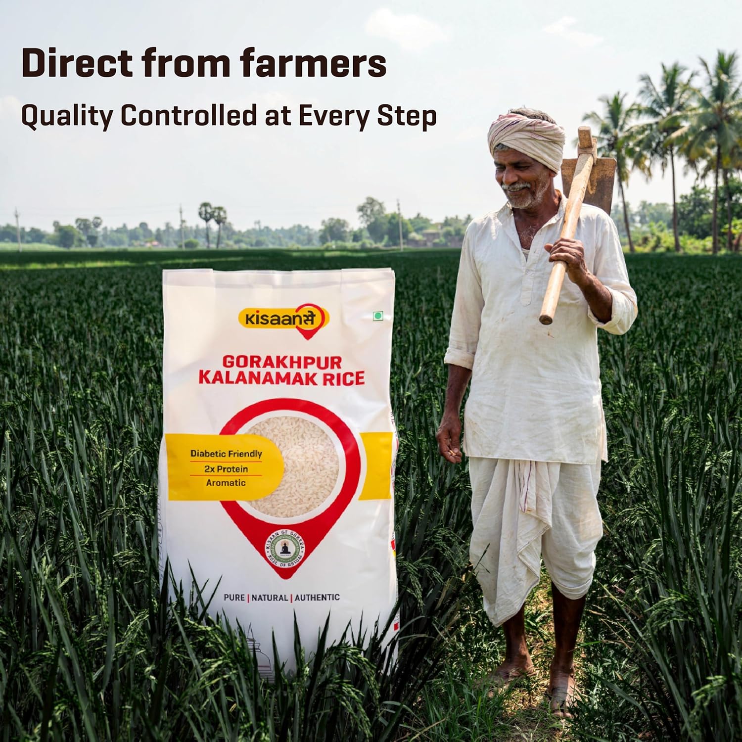 Gorakhpur Kalanamak Rice 2KG | Diabetic Friendly | Aromatic | Unpolished | High in Iron & Protein | Rich In Nutrients & Fiber | Buddha Rice | Traditionally Milled I Low GI I