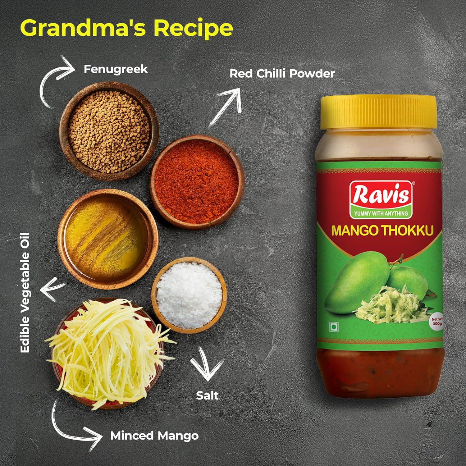 Mango Thokku Pickle | Traditional South Indian Style | Homemade Aam Ka Thokku | Spicy Grated Mango Pickle | Organic Ingredients | Authentic Taste - 300g