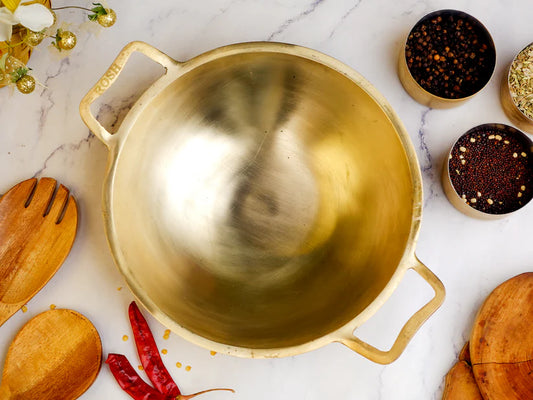 Appam Pan Deep - Fancy Handle - Bronze .