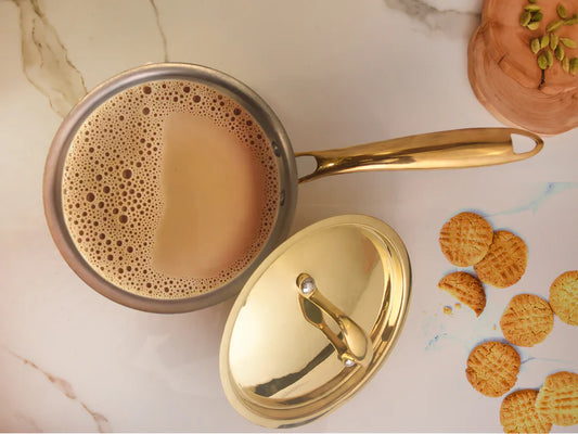 Brass Sauce Pan - With Tin Coating - Hand Hammerred