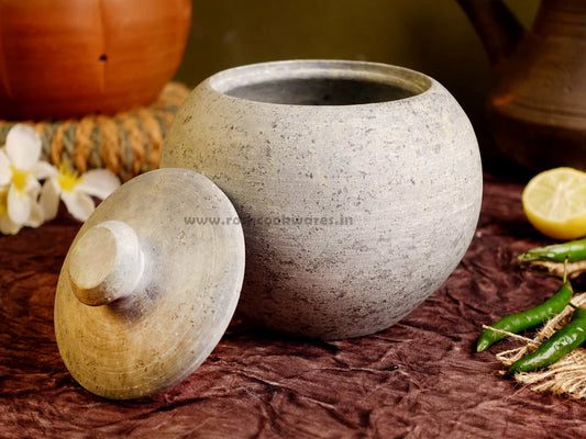 Curd pot - Soap Stone - Apple Shaped.