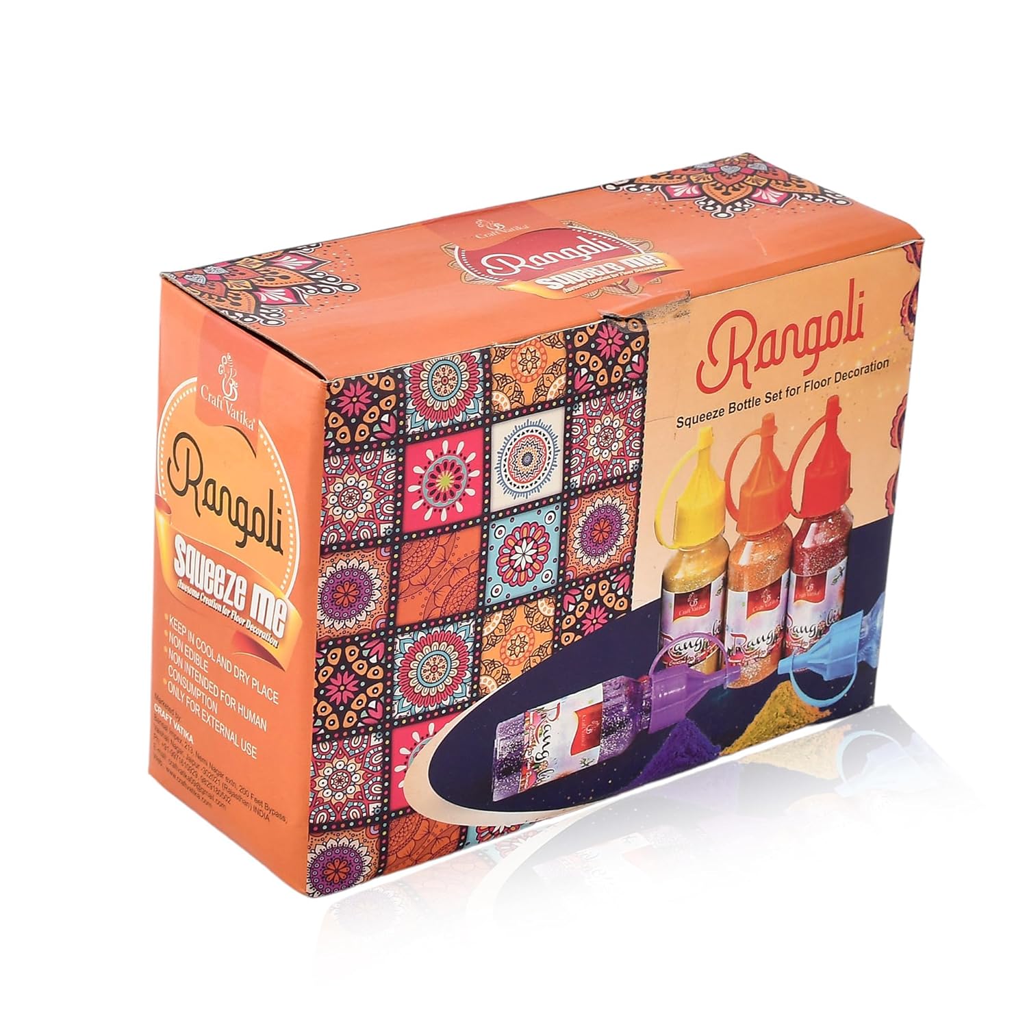 10 Rangoli Colour Powder Bottles, Kolam Rangoli Powder for Pooja Mandir Floor,Rangoli Making Tools Kit - Diwali Decoration Items for Home