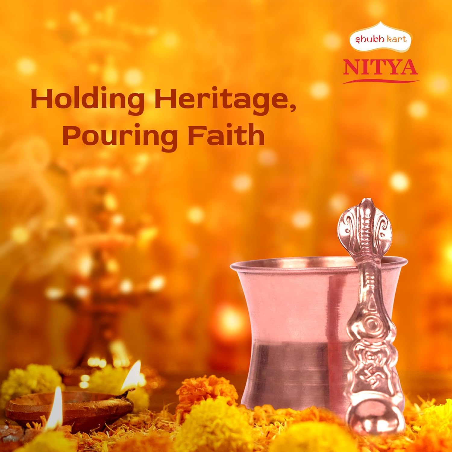 Copper Panchpatra & Spoon Set – 50g | Traditional Copper Vessel for Hawan, Aarti, and Religious Rituals | Puja Items for Temple & Home | for Home Mandir & Daily Pooja Use