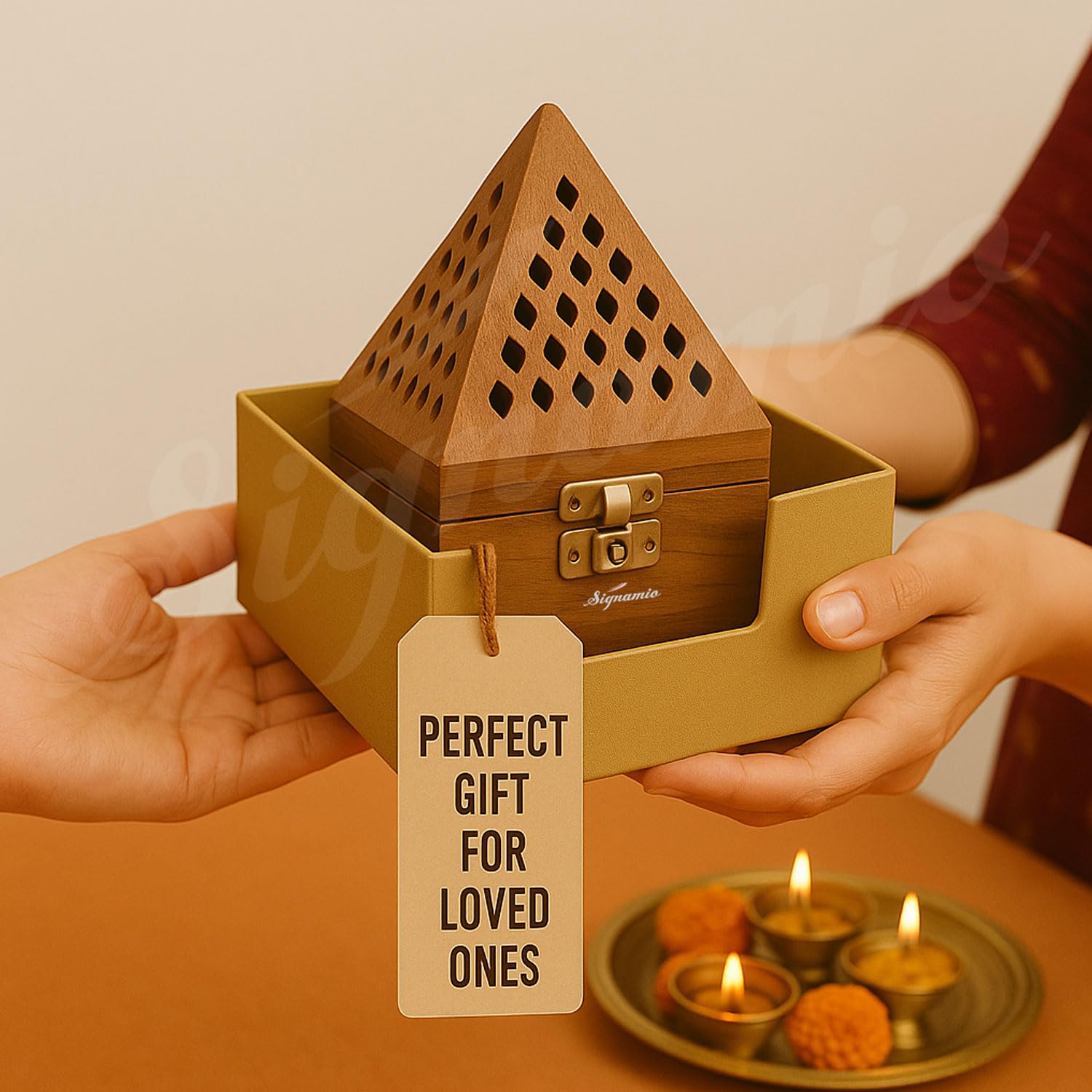 Wooden Sambrani Dhoop Stand Incense Holder: Perfect Pooja Room Stand Decoration Item, Dhup Dani & Doopam Holder, Essential Puja Item for Home Mandir and Pooja Thali Set Rituals