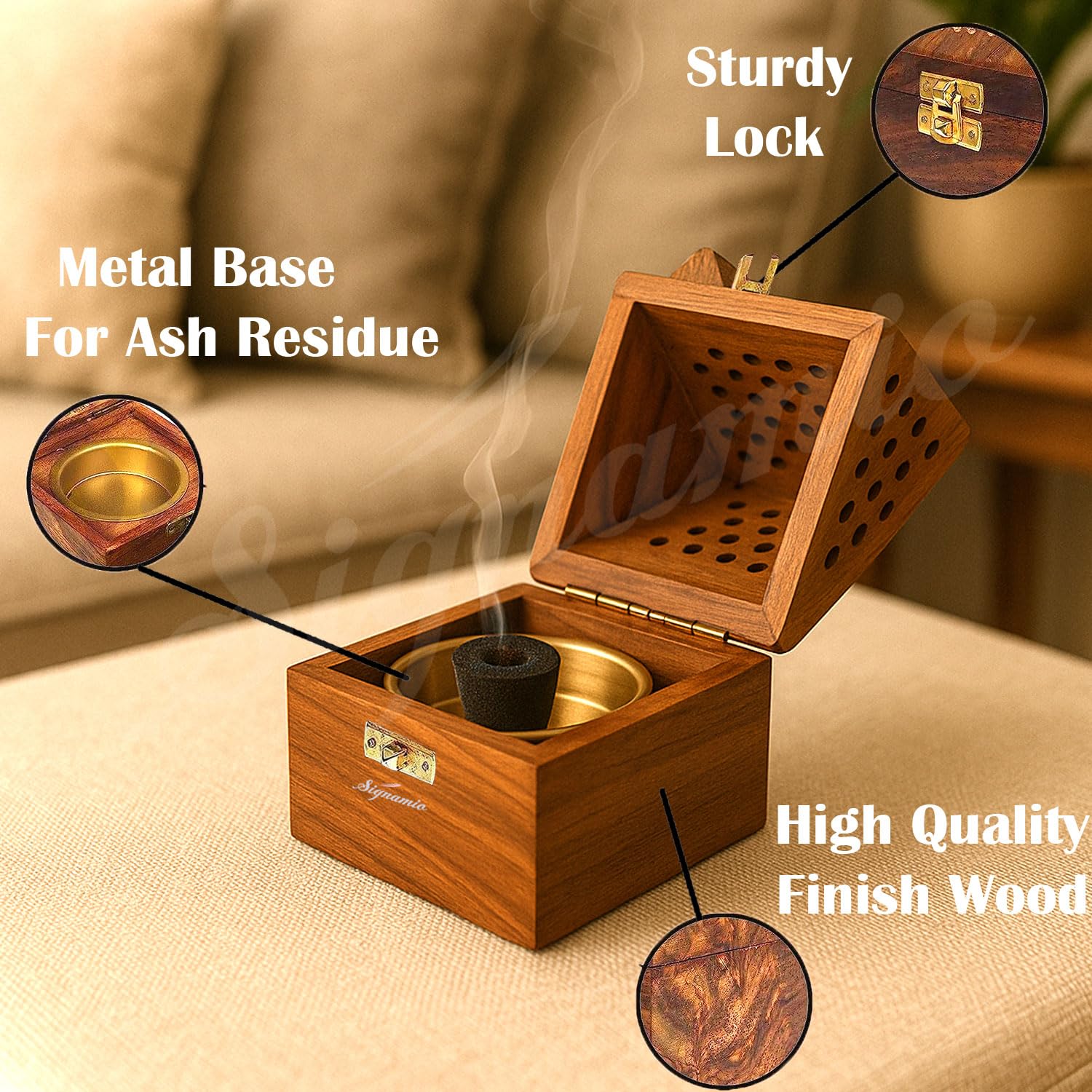 Wooden Sambrani Dhoop Stand Incense Holder: Perfect Pooja Room Stand Decoration Item, Dhup Dani & Doopam Holder, Essential Puja Item for Home Mandir and Pooja Thali Set Rituals