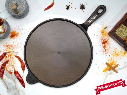 Dosa Tawa - Cast Iron - Long Handle - Grinded.