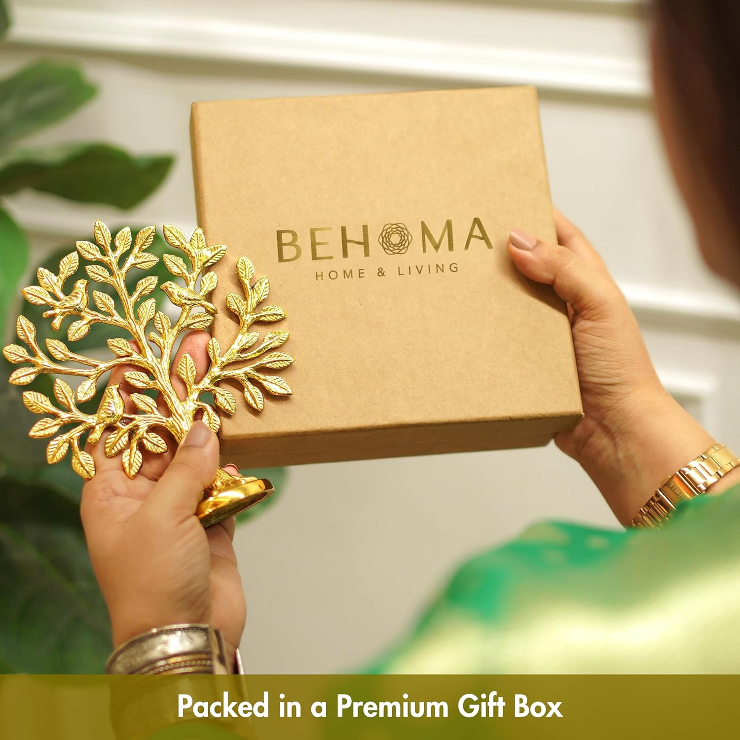 BEHOMA 100% Pure Brass Kalpvriksh Tree with Birds