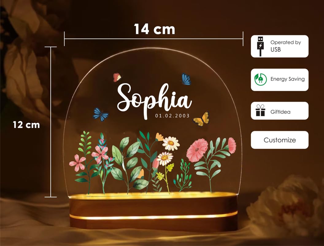 Personalised Gift, Name LED Night Table Lamp, Gift Items for Women, Gift for Men | Customized Gifts