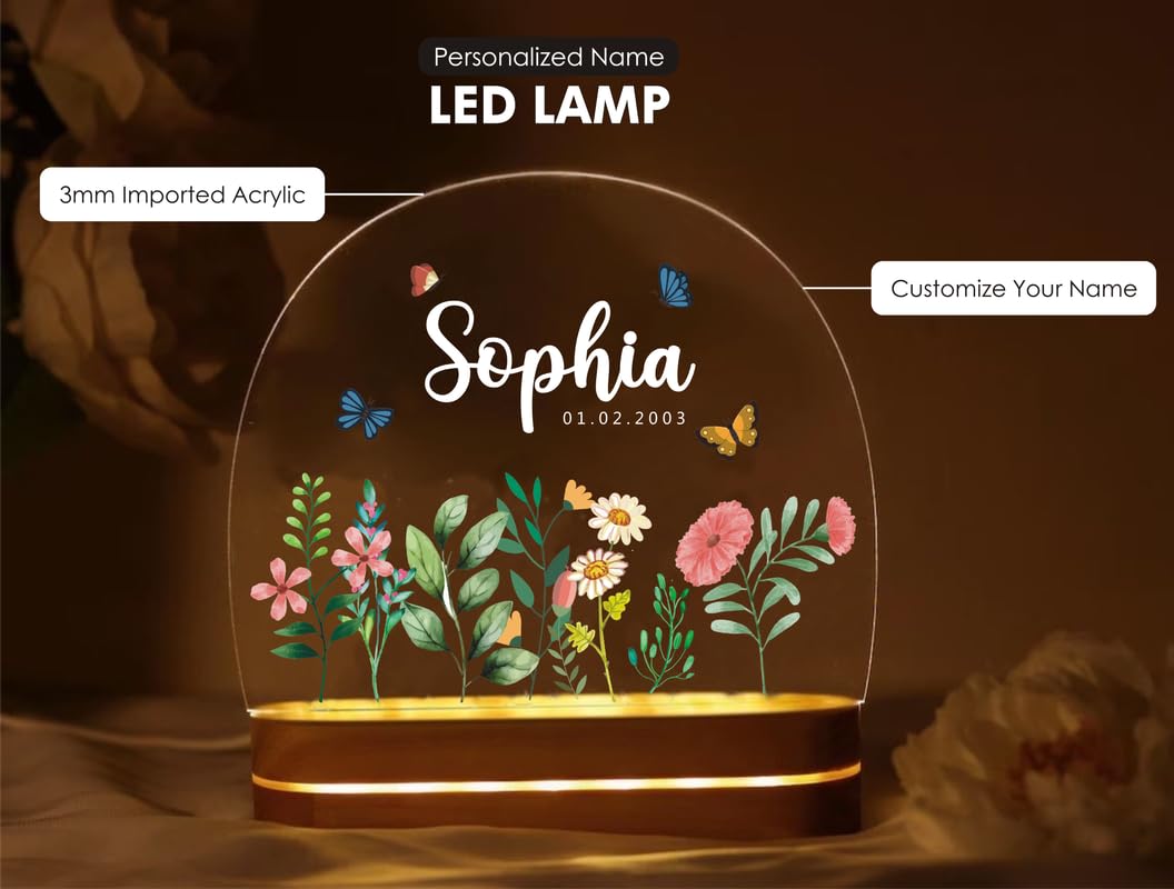 Personalised Gift, Name LED Night Table Lamp, Gift Items for Women, Gift for Men | Customized Gifts