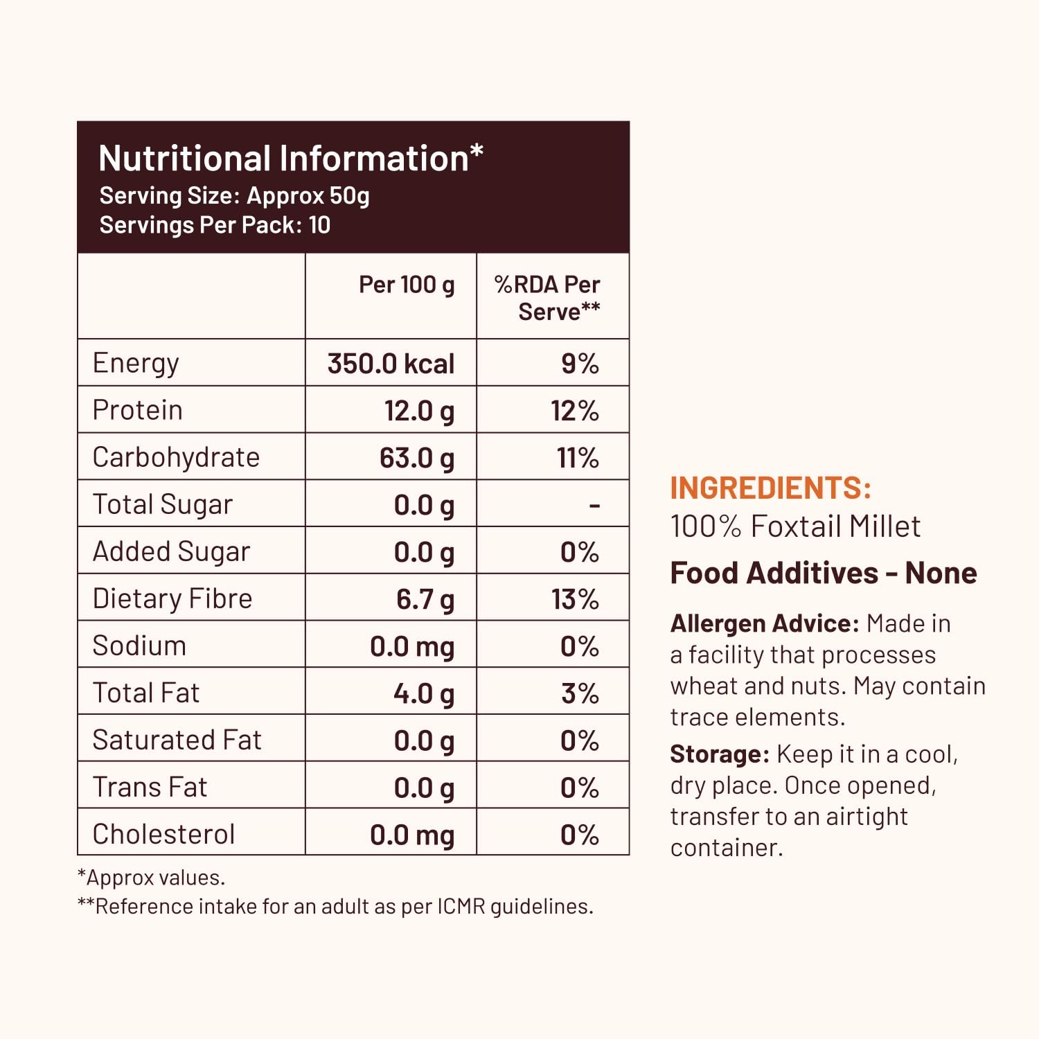 Foxtail Millet Whole Grain | 500gm