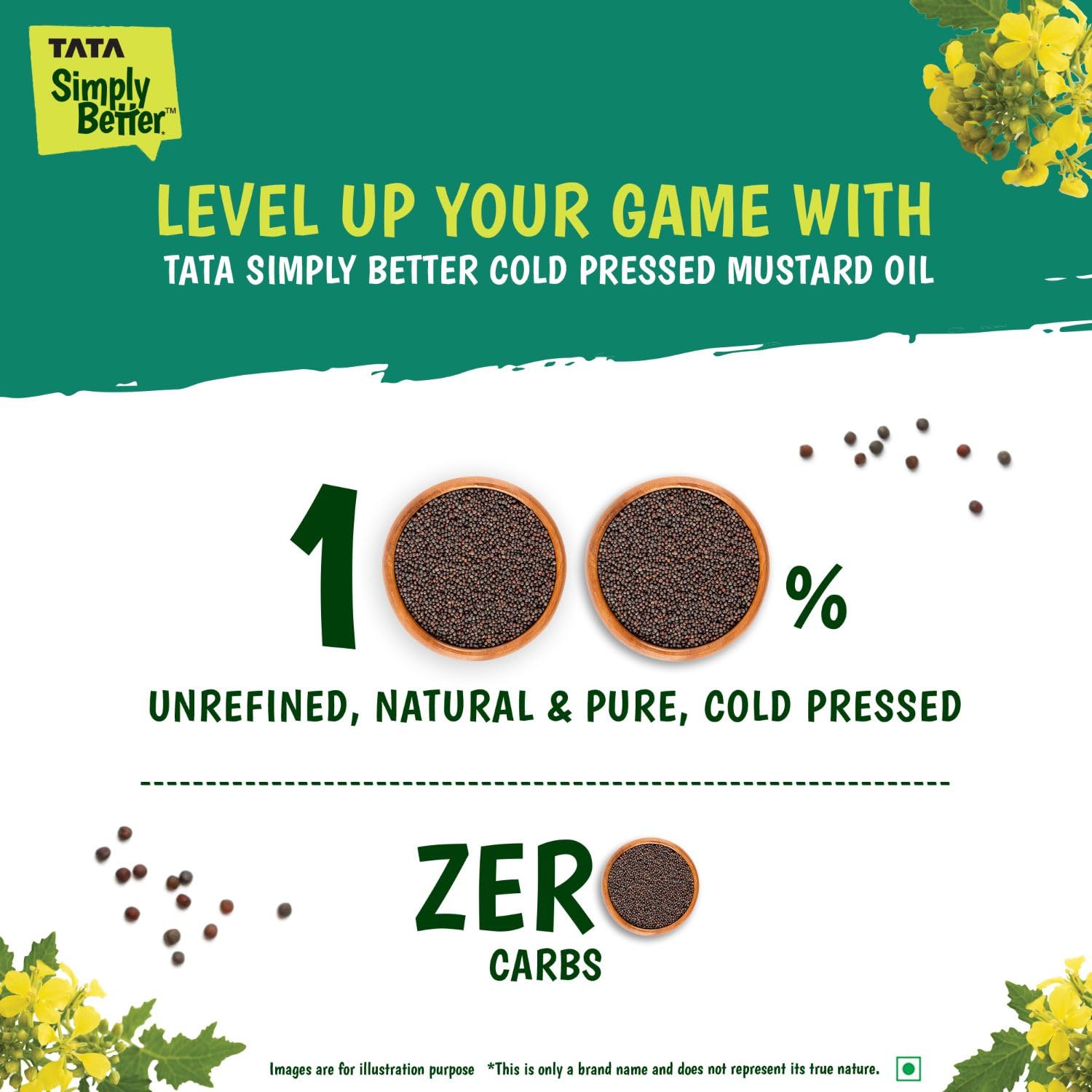 Pure & Unrefined Cold Pressed Mustard Oil,Naturally Cholesterol Free, 1L, Rich Aroma & Flavour of Real Mustard Seeds, A1 Grade Mustard Seeds