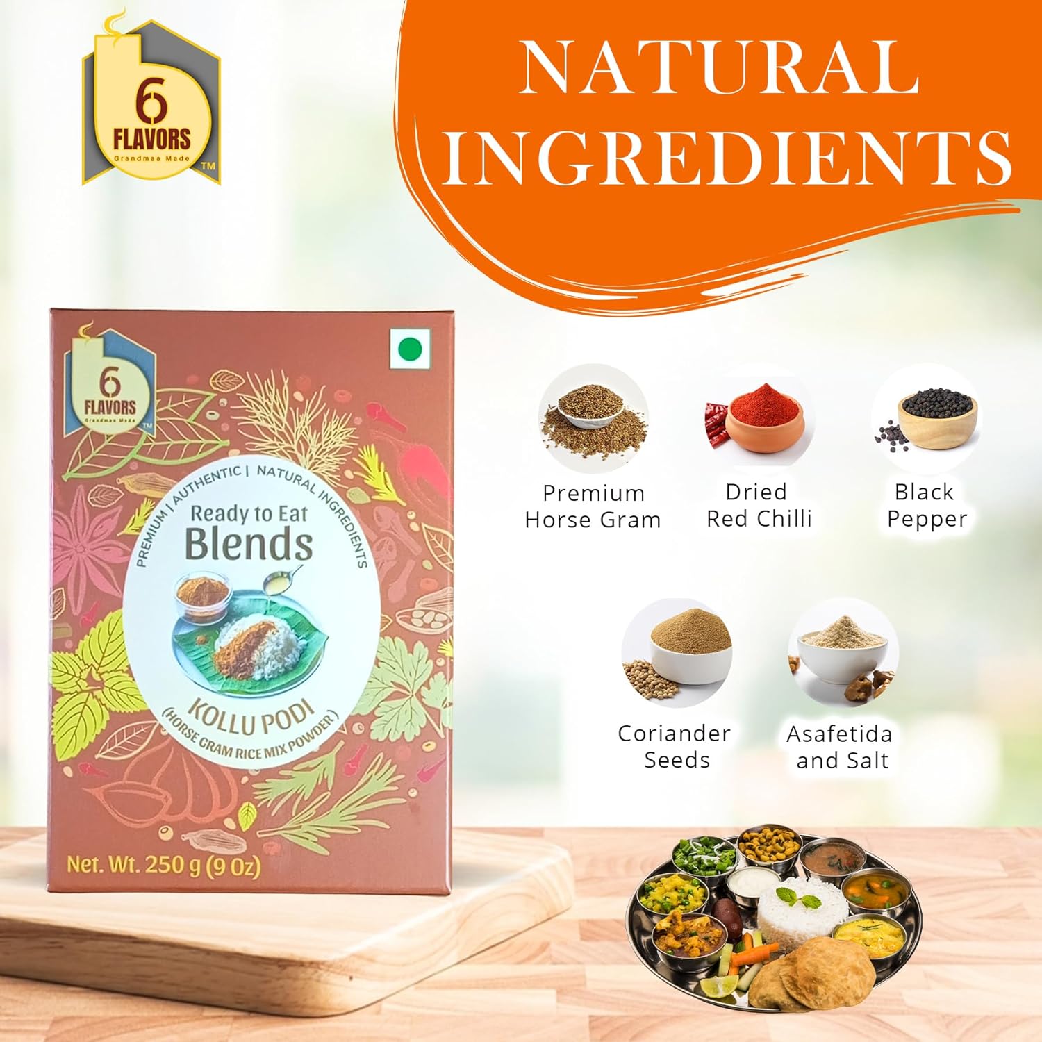 Kollu Podi | 1x250g | Rice Mix Powder | Horsegram: Balanced Diet Blend | Vegan | No Onions, Garlic, Preservatives | Great for Idli, Dosa, & Hot Steamed Rice.