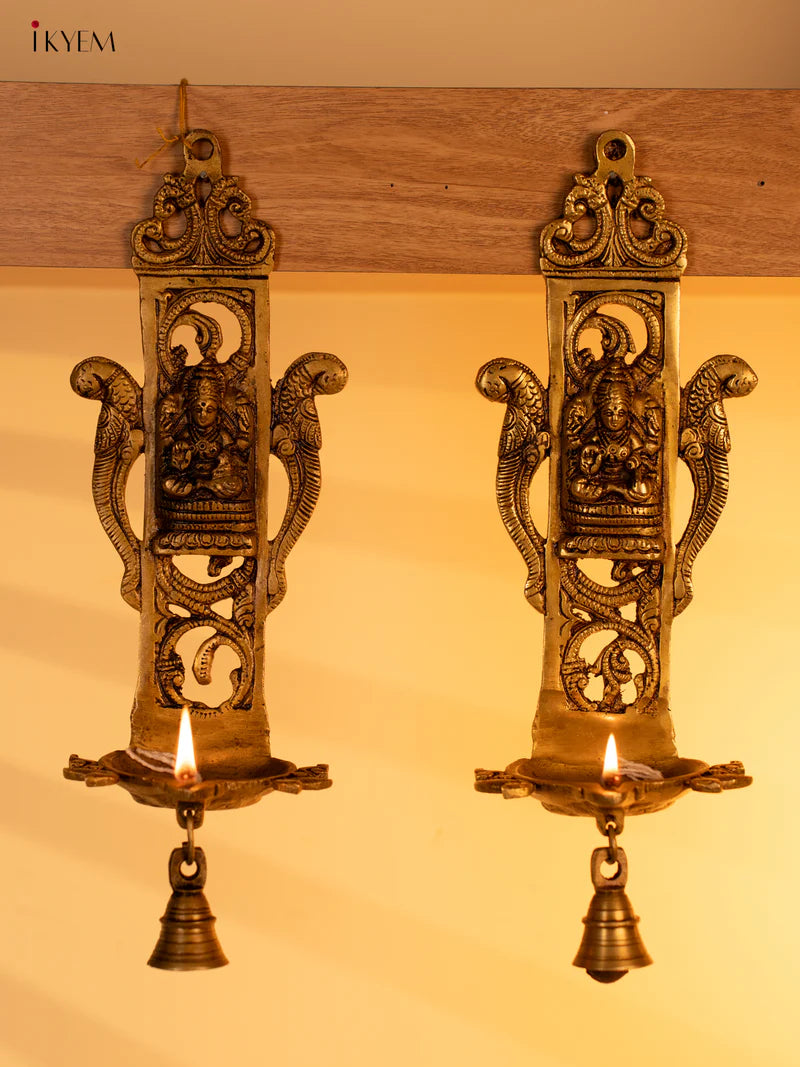 Brass Lakshmi Wall Hanging Diya (Set of 2) - KK26182