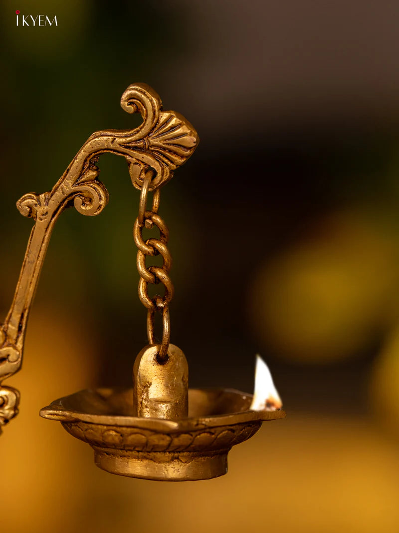 Brass Peacock Diya 5-Face - KK26184