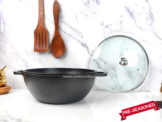 Kadai - Deep Flat Bottom - Dia 10 Inch - With Lid.