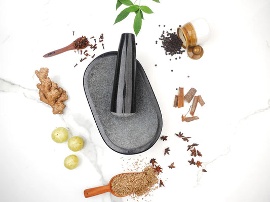Mortar and pestle - (Kalvam) - Granite .