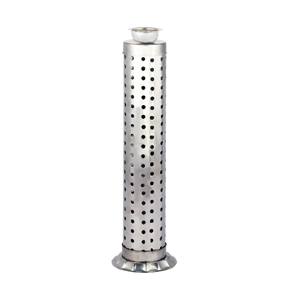 Stainless_Steel Nitya Stainless Steel Agarbatti Stand for Puja||Incense Stick Holder with Ash Catcher|25Cm Height|Stainless Steel Incense Burner|1 Piece