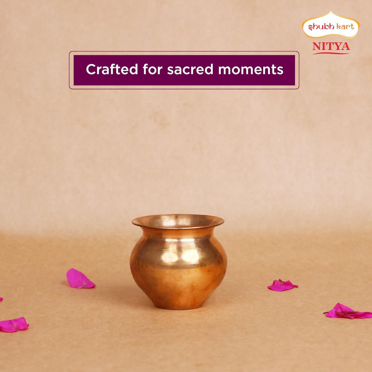 Copper Kalash Size 2 | Large Size Kalash for Pooja Worship Temple Home |Copper Lota for Puja |Tambe Ka Lota for Drinking Water (3.3Inch Height, 3.4 Length) - 140 GMS