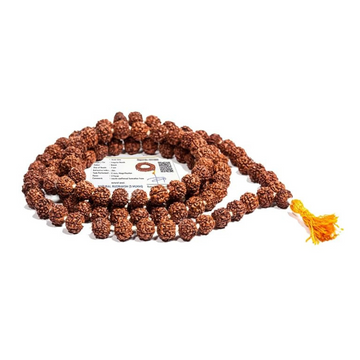 Certified 5 Mukhi Rudraksha Mala with Lab Certificate 108 Beads Panchmukhi Rudraksh Jaap Mala 7 mm Brown