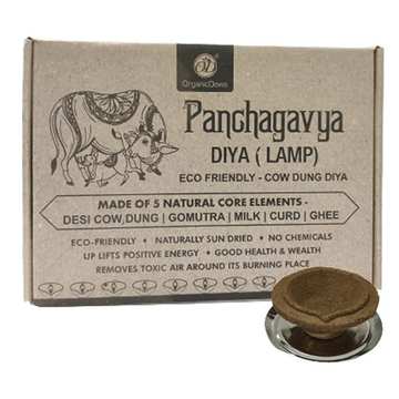 Panchagavya Cow Dung Diya Vilakku Deepam (24 Pcs) - Made of 5 Natural Core Elements - Cow Dung, Gomutra, Milk, Curd and Ghee - for Festivals, Diwali and Daily Puja