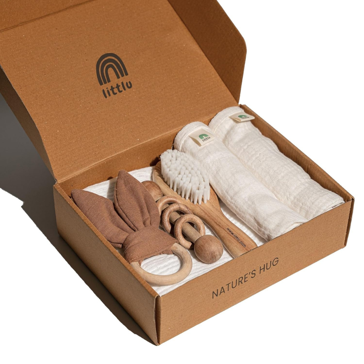 New Born Baby Gifts | Baby Shower Gifts | Newborn Baby Essentials | Eco Friendly | Premium Baby Products | Pack Of 6 (Brown, White)