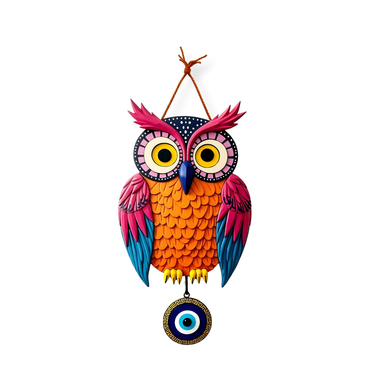 Owl Shape Wooden Wall Hanging For Home Decor | Evil Eye Decoration Livingroom, Dining Room | Modern Artwork | Designer Mdf Item | Wall Hanging Ornament Door Decorative (18 x 30 CM)