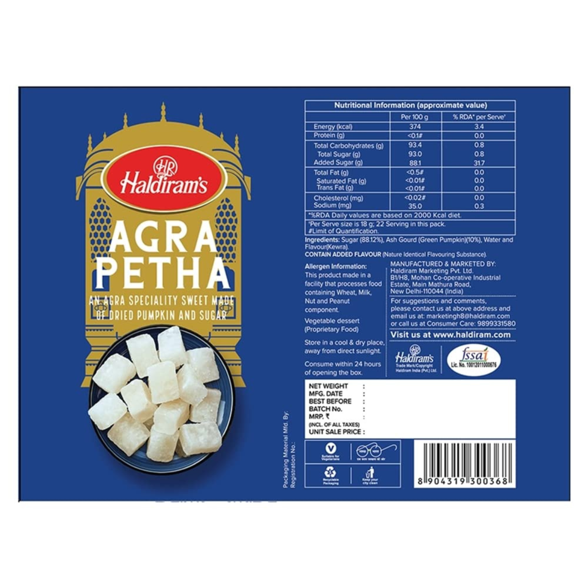 Haldiram's Delhi Dry Agra Petha 400g