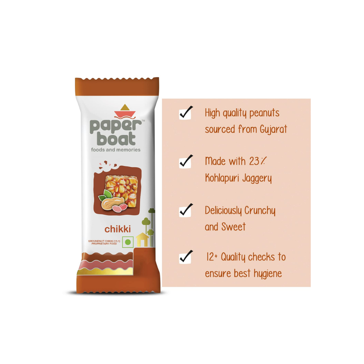 Paper Boat Chikki Jar, Peanut Bar, No Added Preservatives and Colours | Gajak | Sweets | Made with Jaggery | Gazak (50 pieces, 16g each)