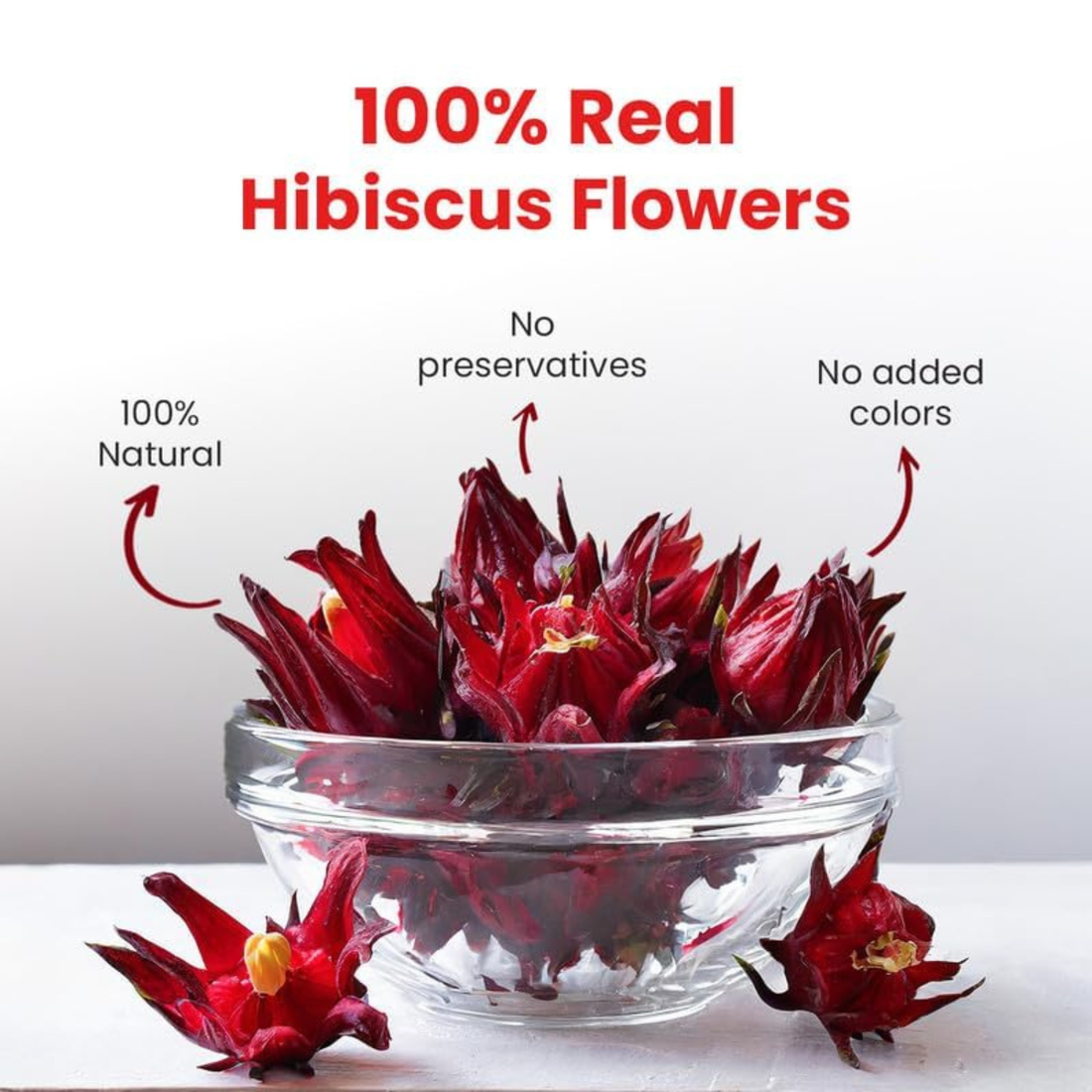 Hibiscus Tea - 50 gm (50 Cups) | SKIN GLOW ENHANCING TEA | Flower Based - Herbal Tea - Caffeine Free - Tangy Flavor - Non-GMO