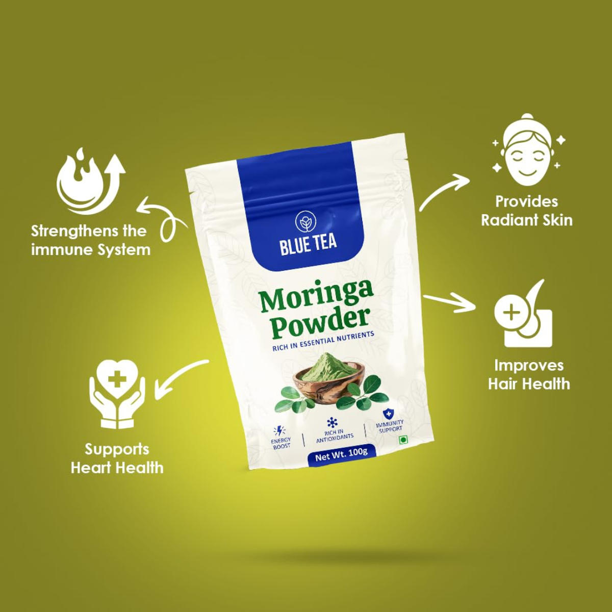 Moringa Powder - 100 gm | Essential Nutrients | Superfood | Rich in Vitamins & Minerals | Naturally Boosts Energy and Overall Health