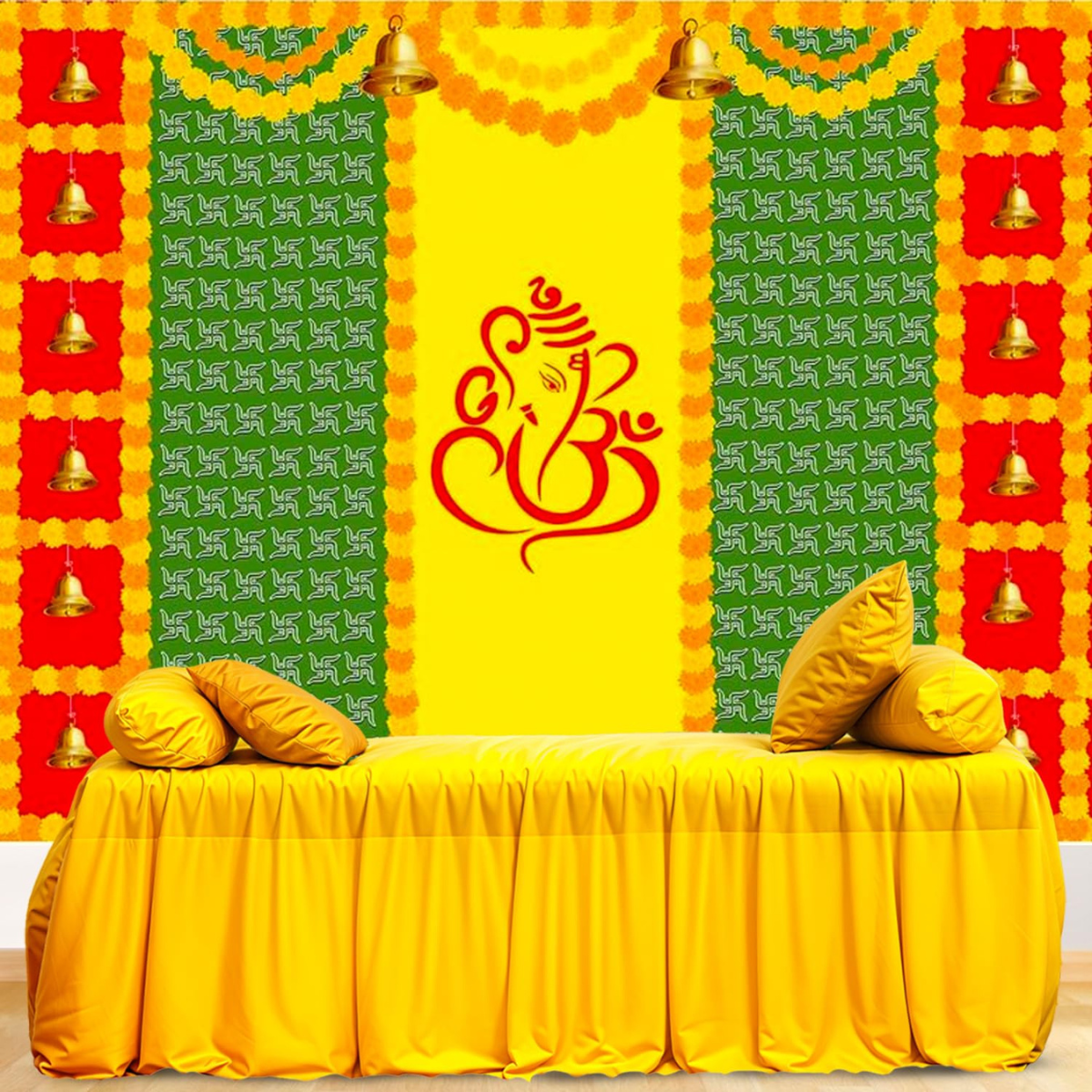 Backdrop for Pooja Decoration - 1 Pc (8ft*5ft)