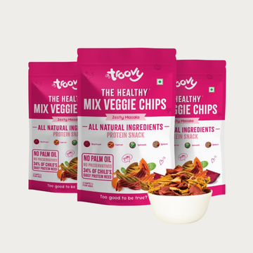 Healthy Masala Vegetable Chips | Tasty & High Protein Snacks | 30% Of Protein Needs | No Palm Oil, Cholesterol or Trans Fats | No Junk & Chemicals | 70g (Pack of 3)