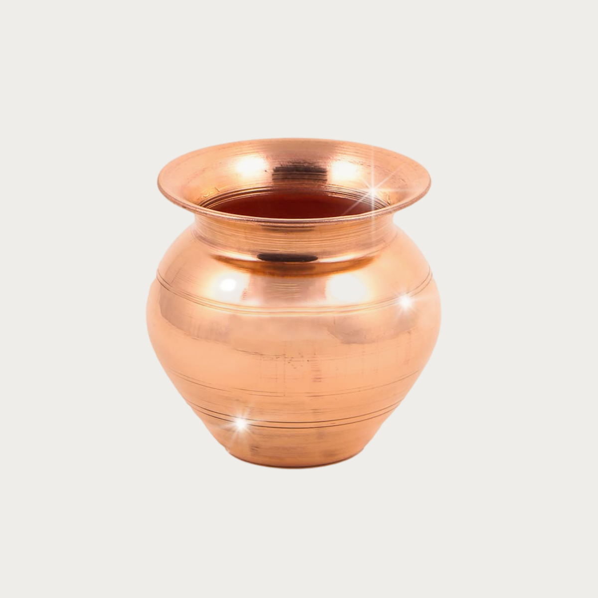 Copper Kalash Size 2 | Large Size Kalash for Pooja Worship Temple Home |Copper Lota for Puja |Tambe Ka Lota for Drinking Water (3.3Inch Height, 3.4 Length) - 140 GMS