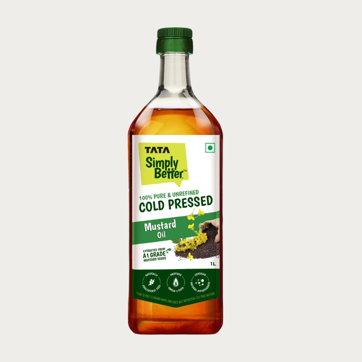 Pure & Unrefined Cold Pressed Mustard Oil,Naturally Cholesterol Free, 1L, Rich Aroma & Flavour of Real Mustard Seeds, A1 Grade Mustard Seeds