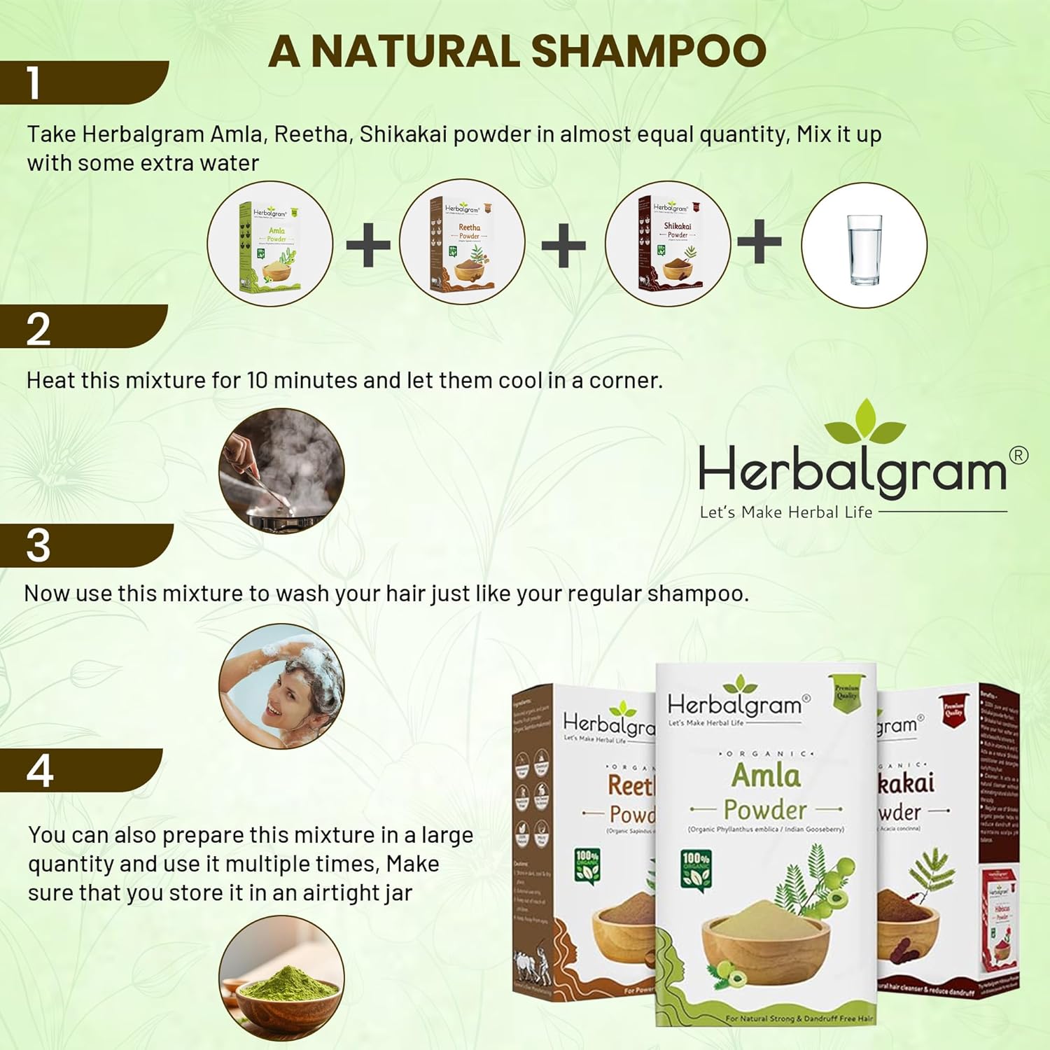 Pure and Natural Amla Reetha Shikakai Bhringraj Hibiscus Powder 500gm Pack For Hair Care & Mask For All Types Of Hairs Pack of 5 x 100gm for Men and Women
