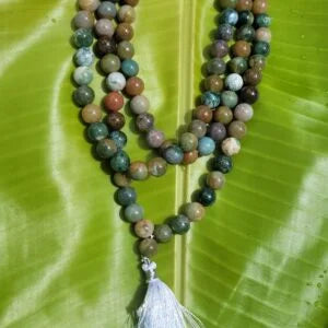 Indian Agate Gemstone Mala 108 Pearls