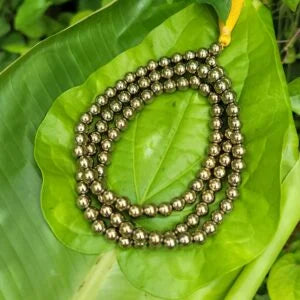 Pyrite Gold Gemstone Mala 108 Pearls