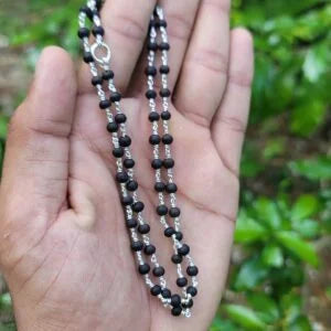Karungali Silver Plain Mala – 4mm