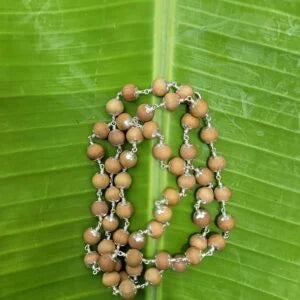 White Sandel Wood Silver Cap Mala – 8mm