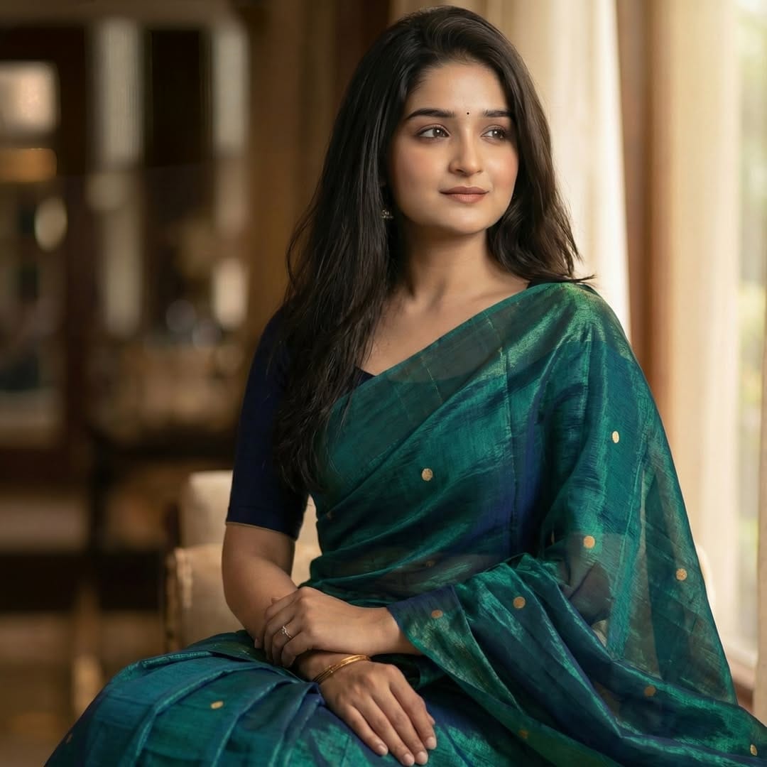 Premium Peacock Blue Raga Tissue Soft Silk Saree for Women | Elegant Gini Work | Rich Zari Border | Wedding & Festive Wear