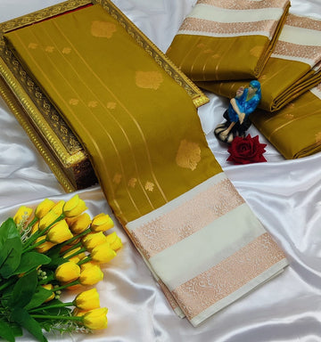 Mangalyam Korvai Kottanji Tana Soft Silk Saree for Women | Traditional Kanchipuram Style | Rich Zari Border | Wedding & Bridal Wear